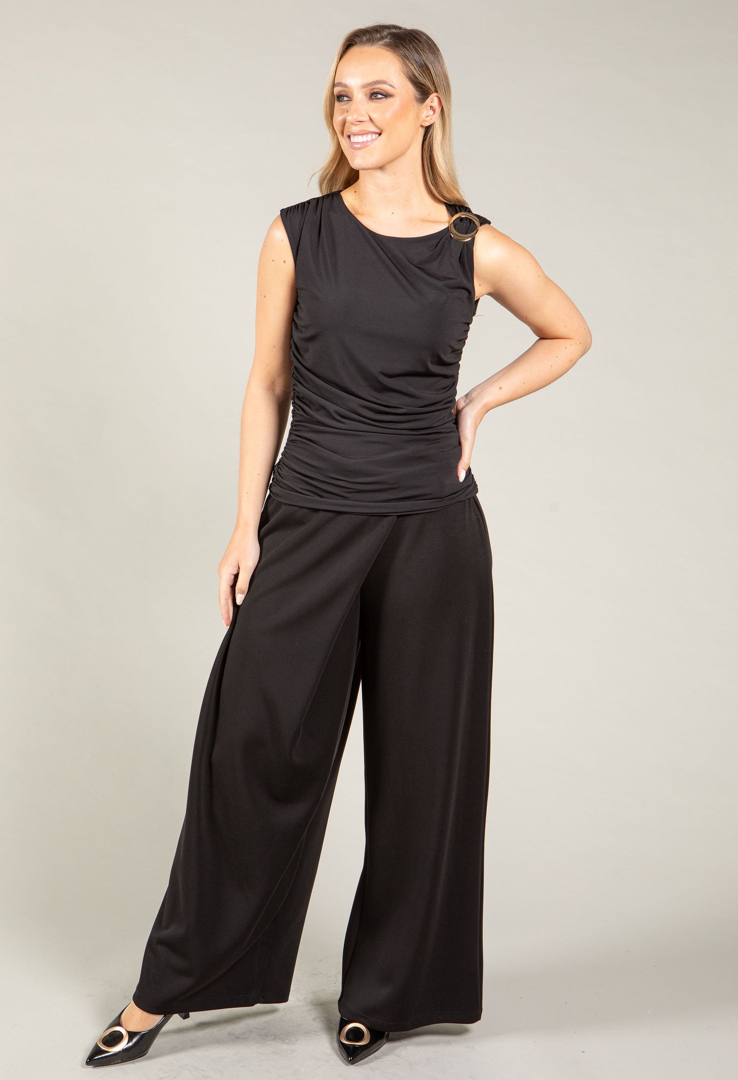 Gold Buckle Sleeveless Top