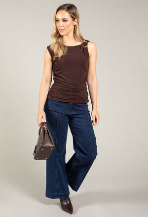 Gold Buckle Sleeveless Top