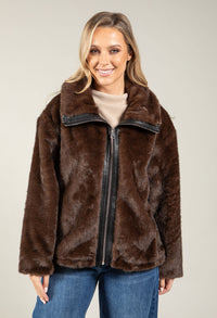 Faux Fur Zip-Up Jacket