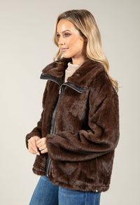 Faux Fur Zip-Up Jacket