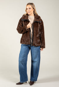 Faux Fur Zip-Up Jacket