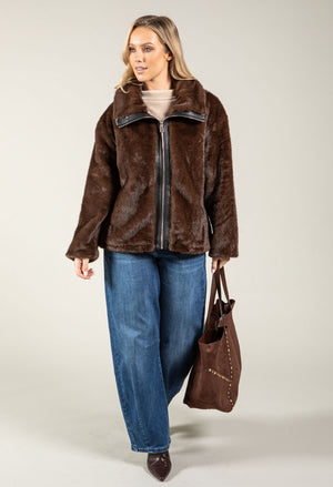 Faux Fur Zip-Up Jacket