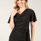 Cowl Neck Side Knot Metallic Top