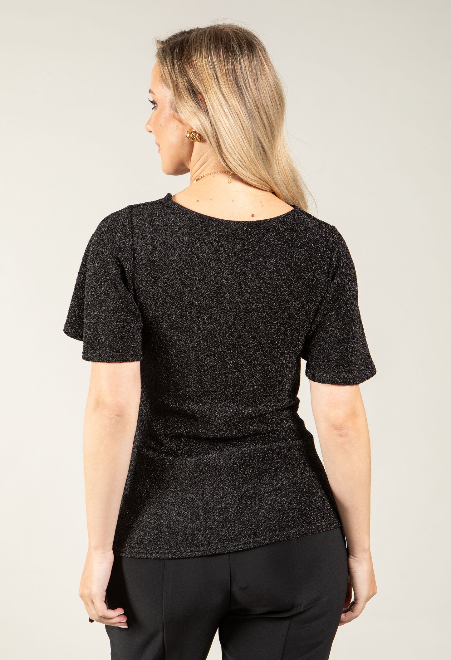 Cowl Neck Side Knot Metallic Top