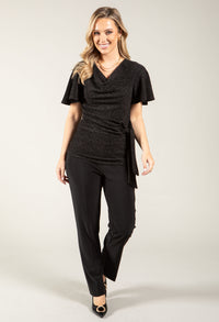 Cowl Neck Side Knot Metallic Top