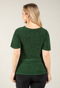 Cowl Neck Side Knot Metallic Top