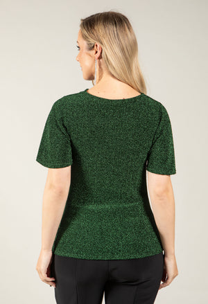 Cowl Neck Side Knot Metallic Top