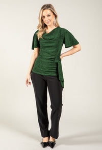 Cowl Neck Side Knot Metallic Top