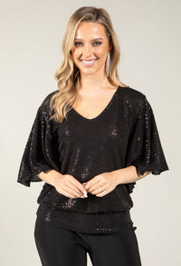 Angel Sleeve Sequin Blouse