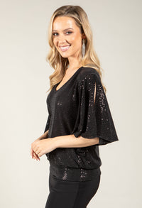 Angel Sleeve Sequin Blouse