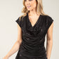 Sequin Cowl Neck Blouse