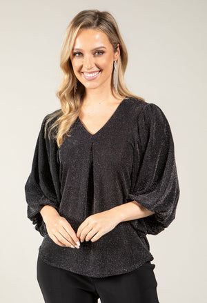 Ballon Sleeve Sparkly Blouse