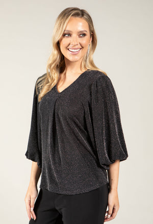 Ballon Sleeve Sparkly Blouse