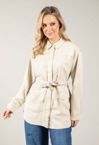 Faux Suede Belted Jacket