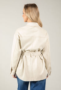 Faux Suede Belted Jacket