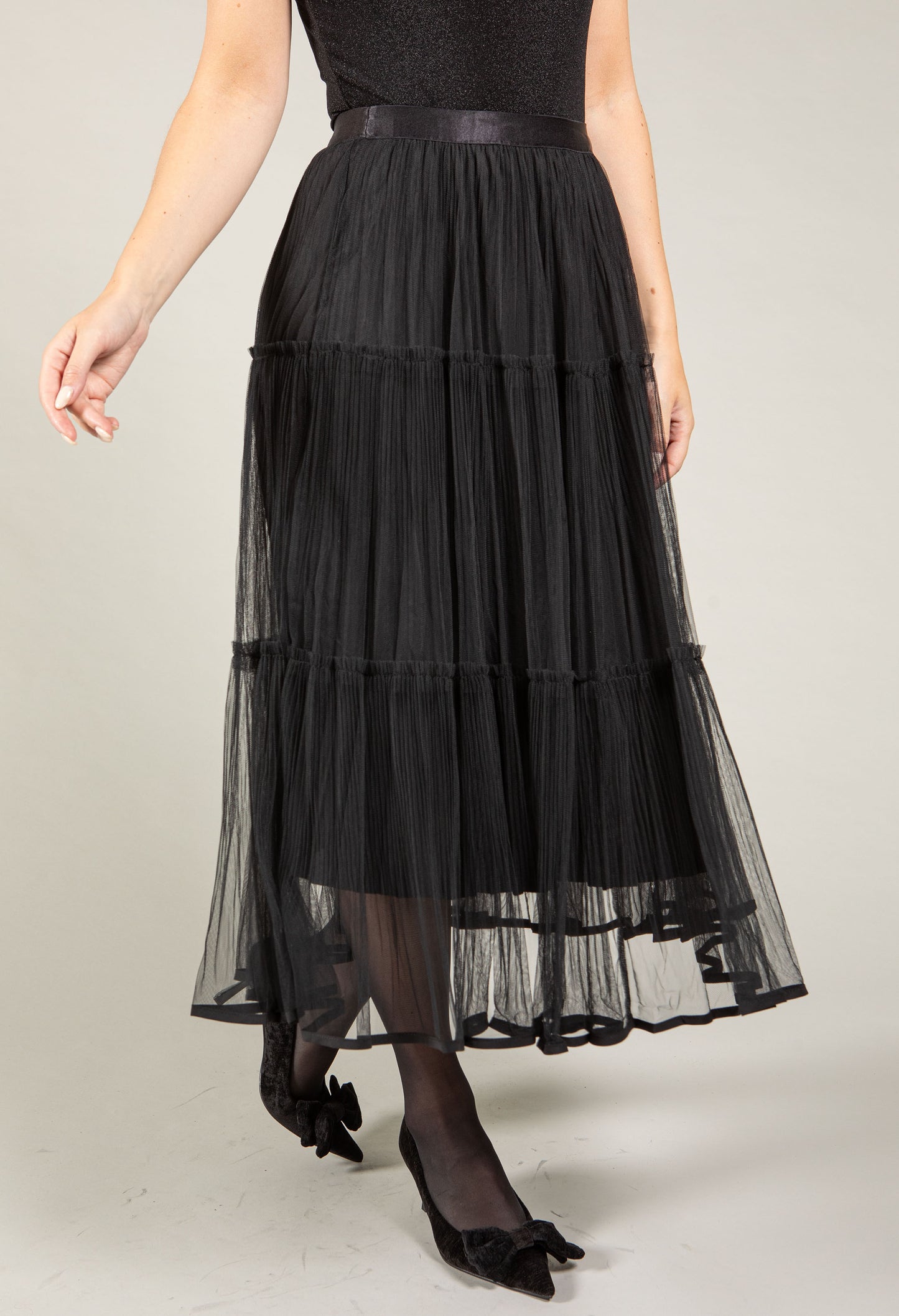 Tiered Hem Tulle Skirt