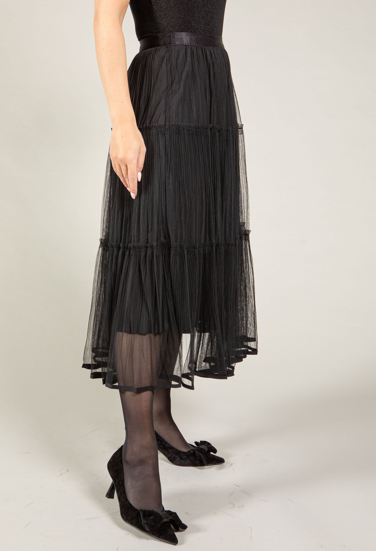 Tiered Hem Tulle Skirt
