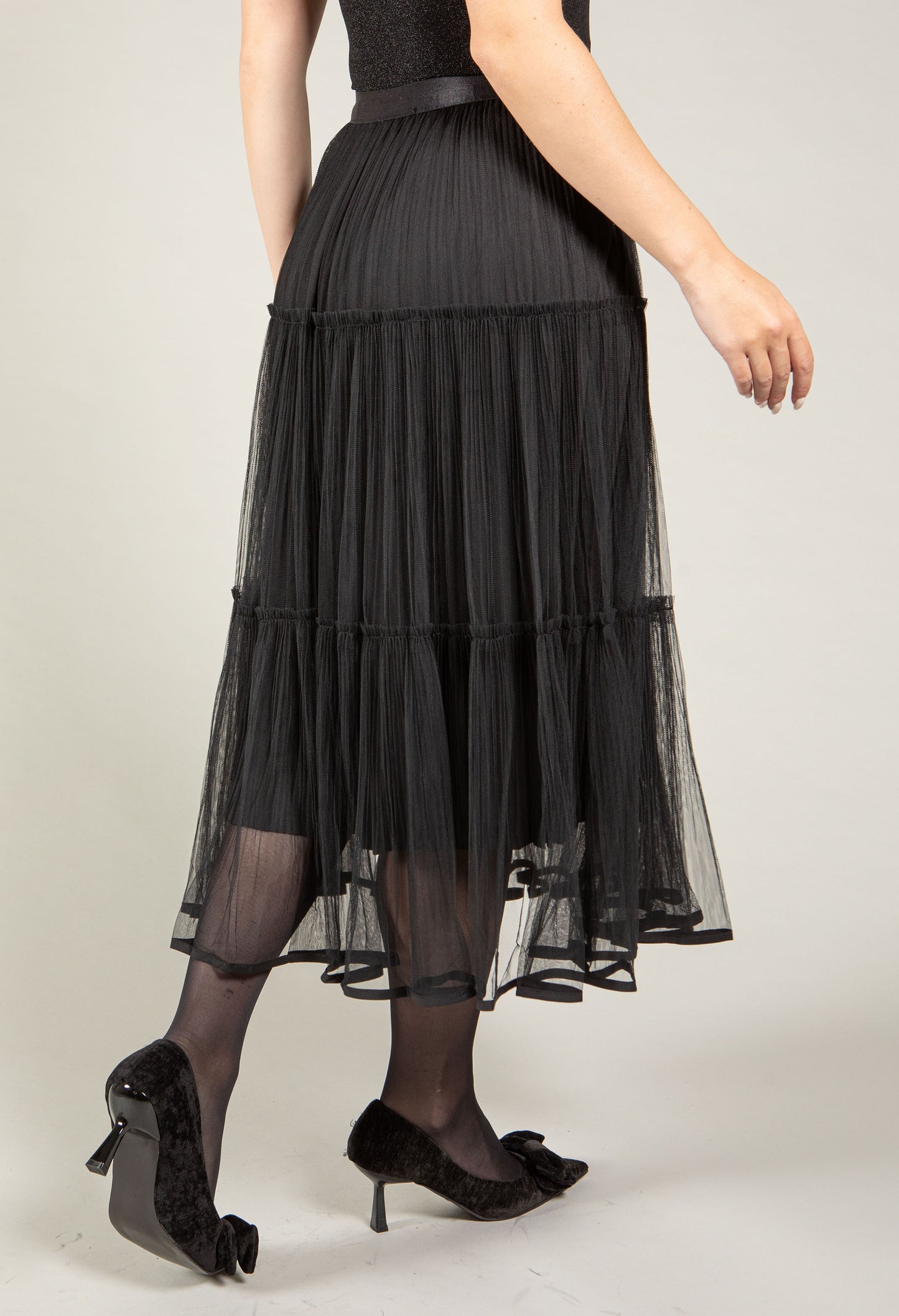 Tiered Hem Tulle Skirt