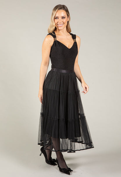Tiered Hem Tulle Skirt