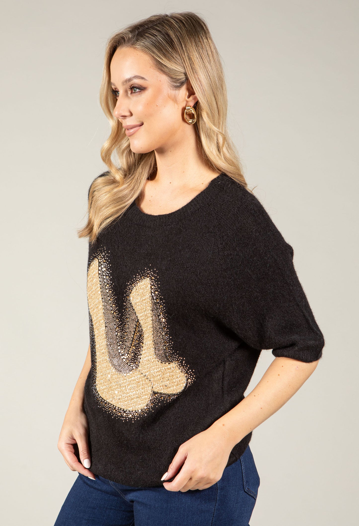 Soft Touch Diamante Knit Jumper