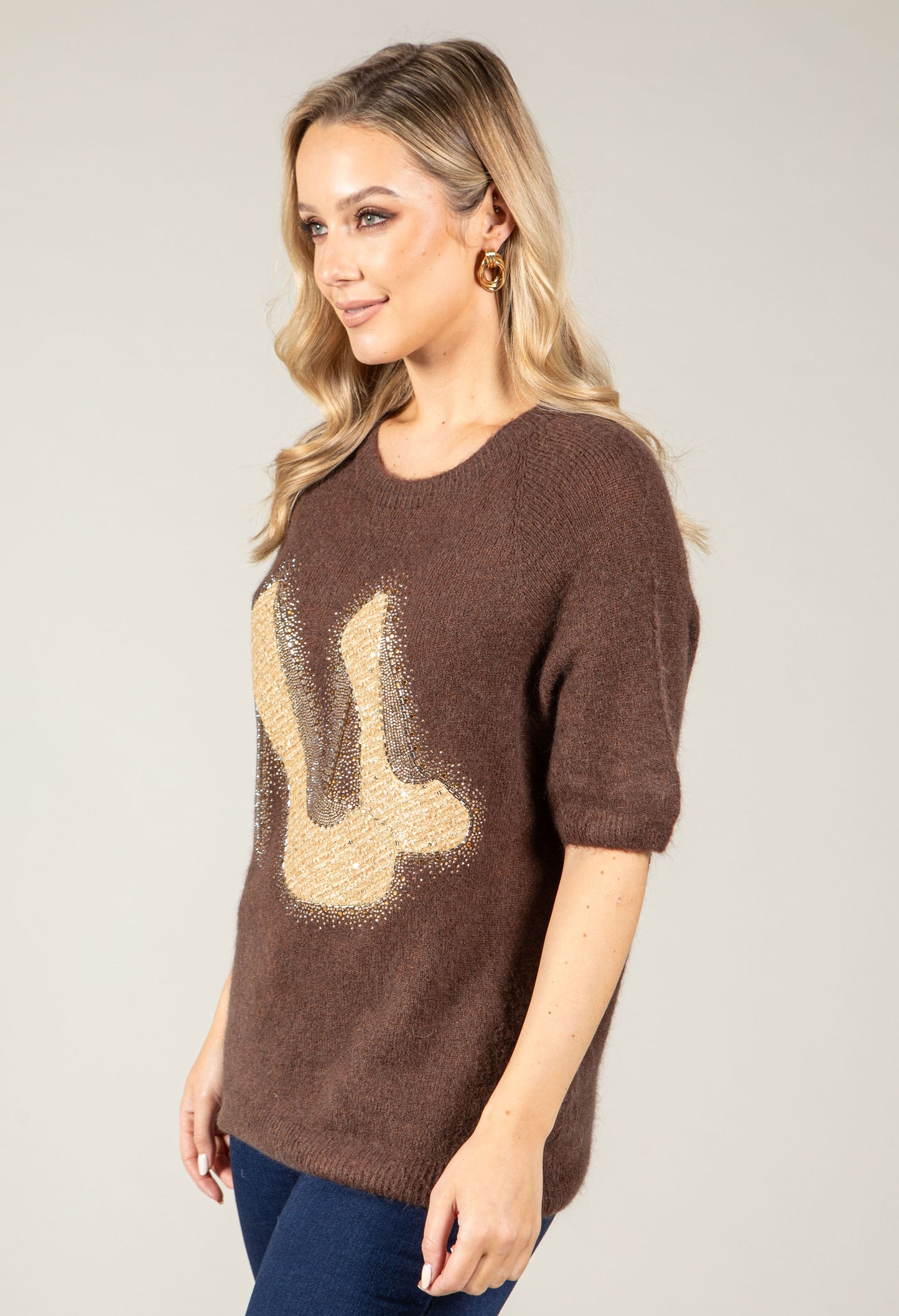 Soft Touch Diamante Knit Jumper
