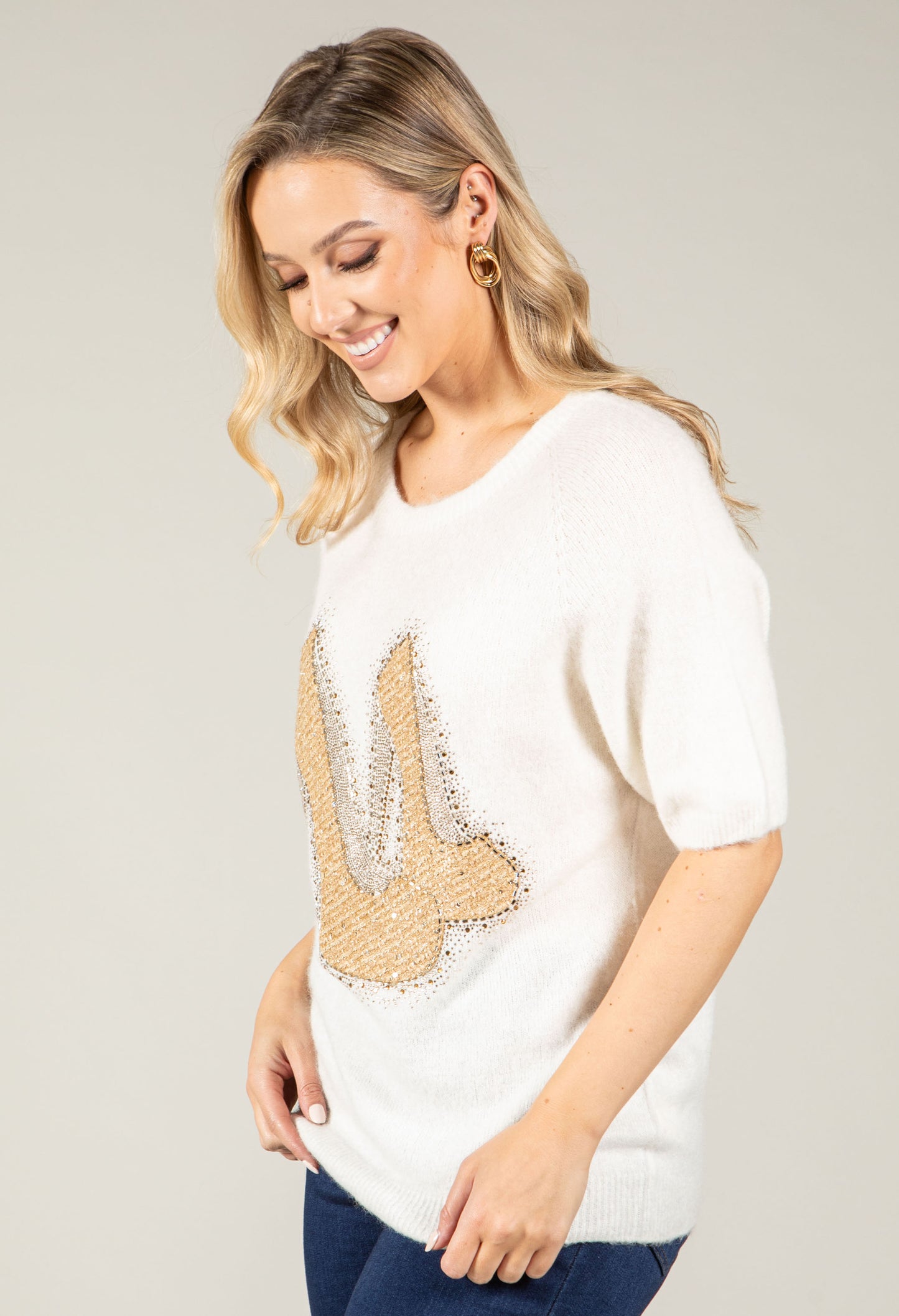 Soft Touch Diamante Knit Jumper