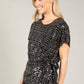 Side Knot Sequin Blouse