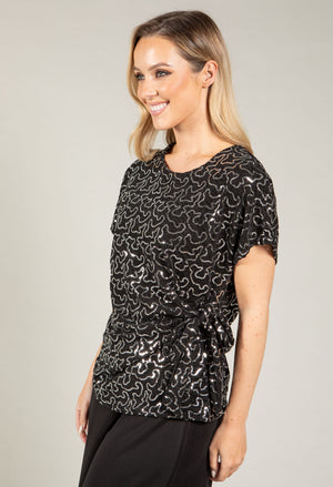 Side Knot Sequin Blouse