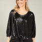 Metallic Front Tie Blouse
