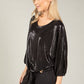 Metallic Front Tie Blouse