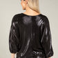 Metallic Front Tie Blouse