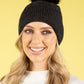 Ribbed Knit Pom Pom Beanie