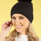 Ribbed Knit Pom Pom Beanie