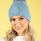 Ribbed Knit Pom Pom Beanie