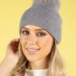 Ribbed Knit Pom Pom Beanie