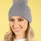 Ribbed Knit Pom Pom Beanie