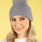Ribbed Knit Pom Pom Beanie