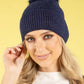 Ribbed Knit Pom Pom Beanie