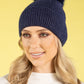 Ribbed Knit Pom Pom Beanie