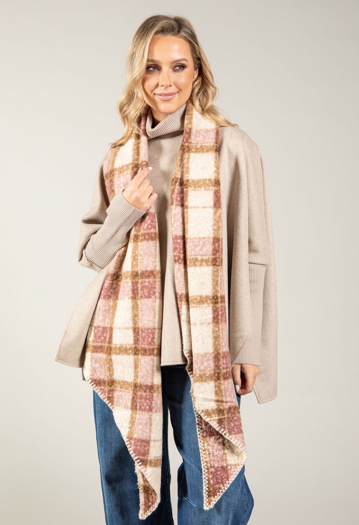 Soft Boucle Check Scarf