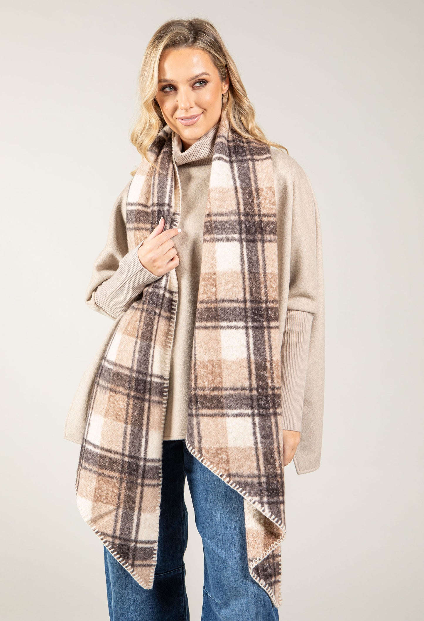 Soft Boucle Check Scarf