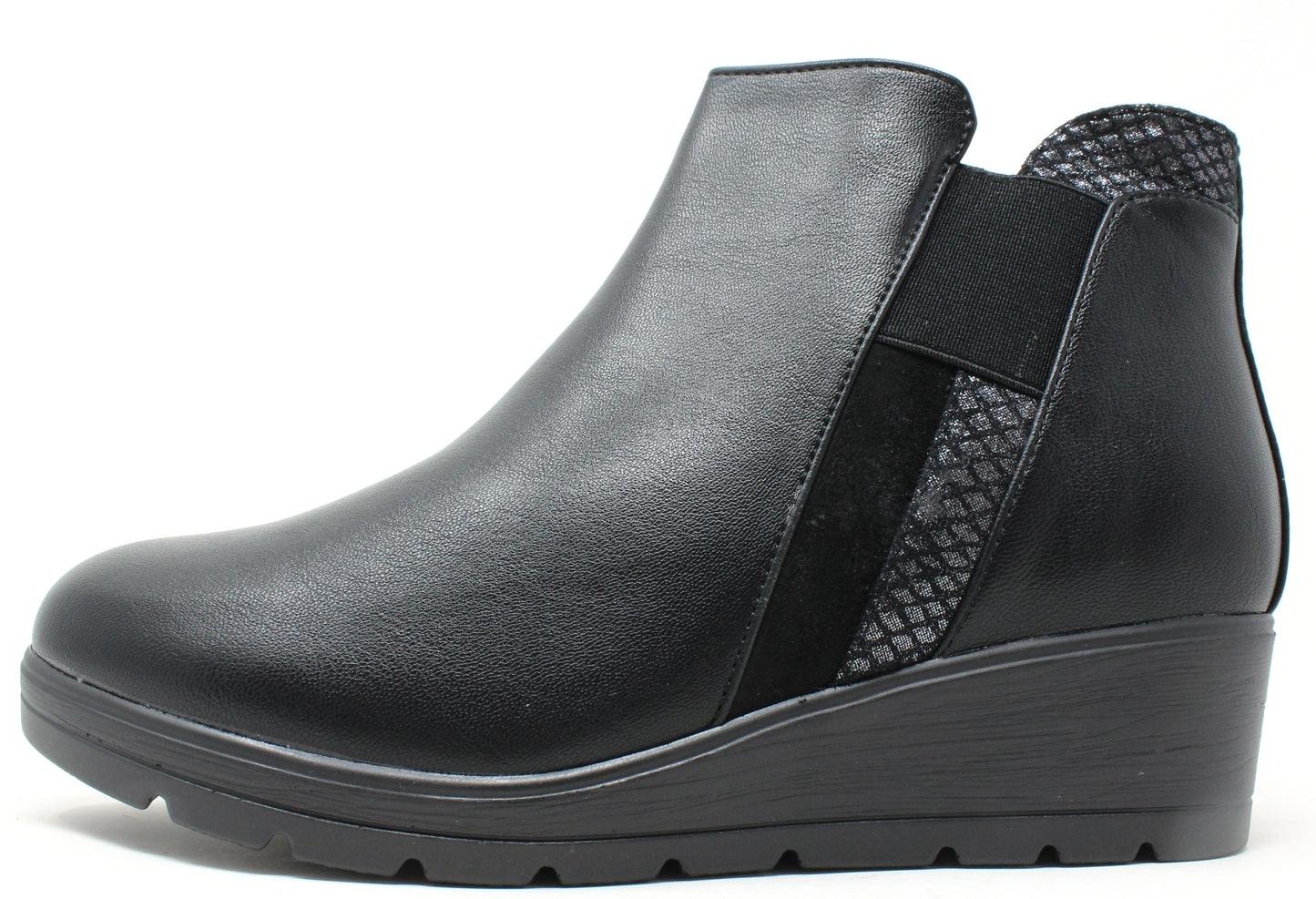 Wedge Boot with Metallic Design