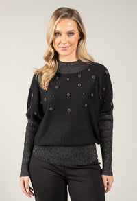 Beaded High Neck Knit Jumper