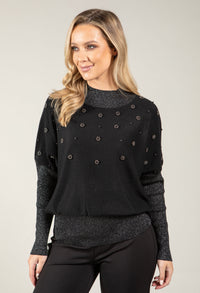 Beaded High Neck Knit Jumper
