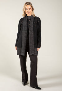 Open Front Beaded Knit Cardigan