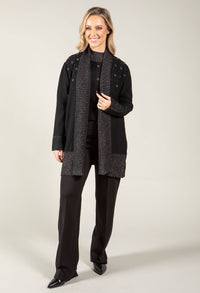 Open Front Beaded Knit Cardigan