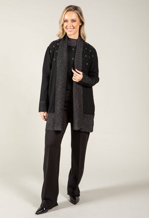 Open Front Beaded Knit Cardigan