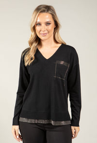 Diamante V-Neck Knit Jumper