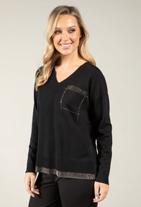 Diamante V-Neck Knit Jumper