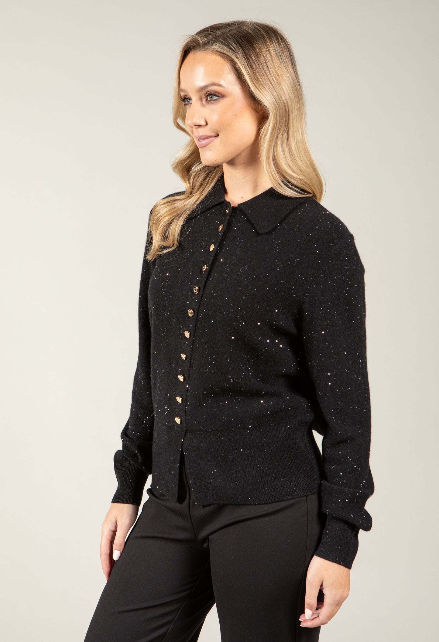 Gold Button Knit Cardigan